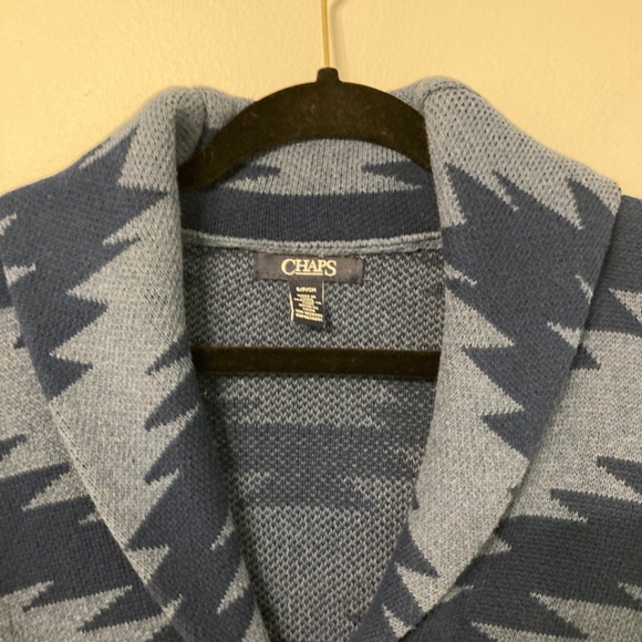 Southwestern Pattern Cardigan Jacket Size Small Blue CHAPS Fall Western Cozy - Picture 6 of 9